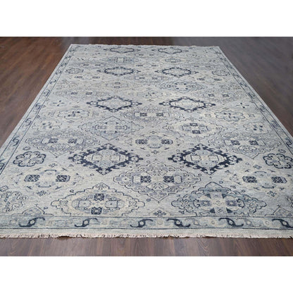 12'X17'9" Gray Hand Knotted Anatolian Design Organic Wool Oversized Rug