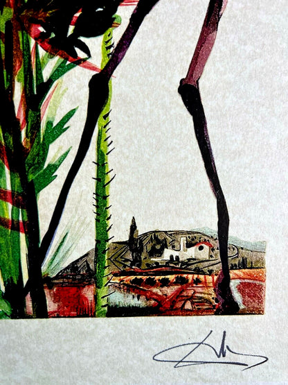 Salvador Dal Lithograph From An Drawing Coa Signed Op Rare