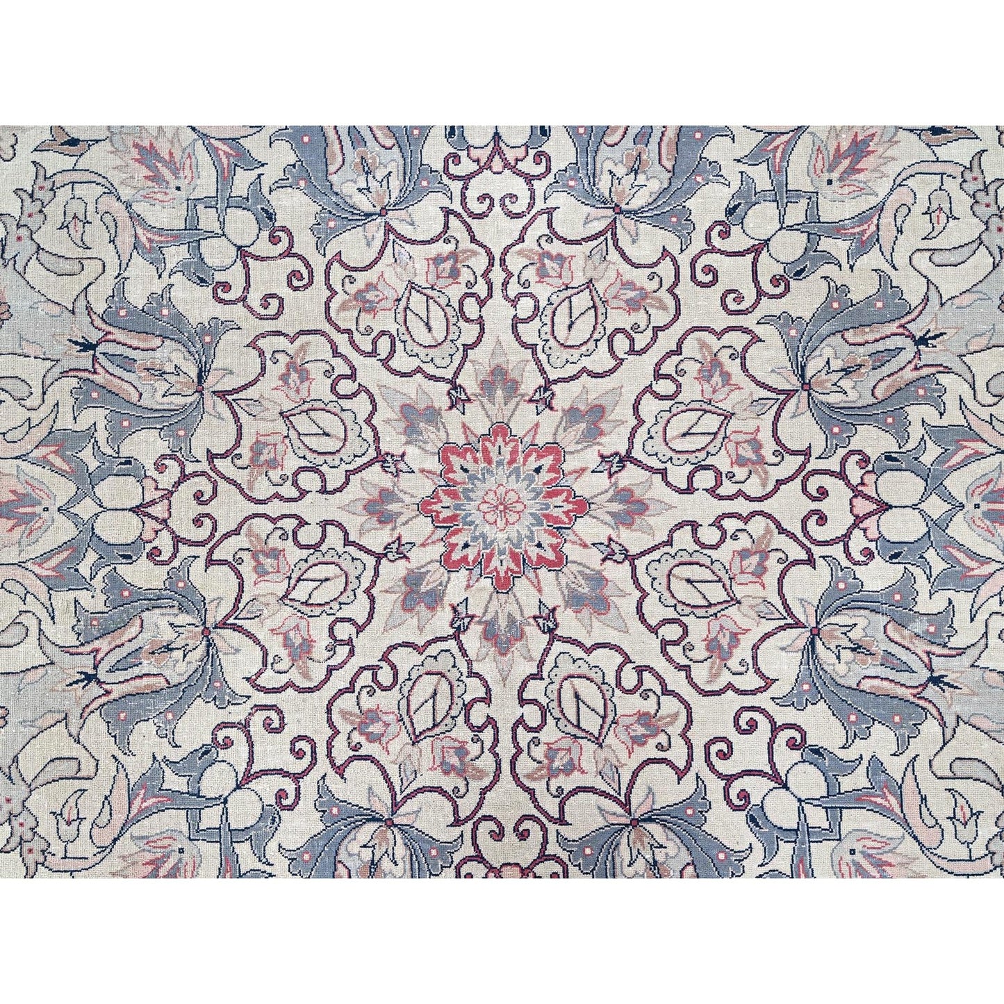 10'X13'2" Ivory Vintage Sino Tebraz 300 Kpsi Soft Wool Hand Knotted Rug