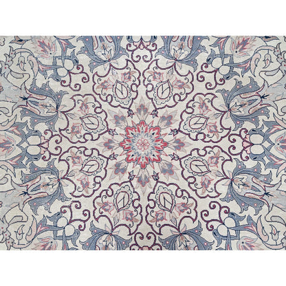 10'X13'2" Ivory Vintage Sino Tebraz 300 Kpsi Soft Wool Hand Knotted Rug