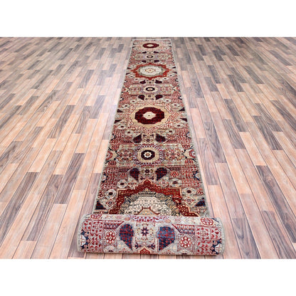 2'4"X24'8" White Natural Wool Hand Knotted Mamluk Design Xl Runner Rug
