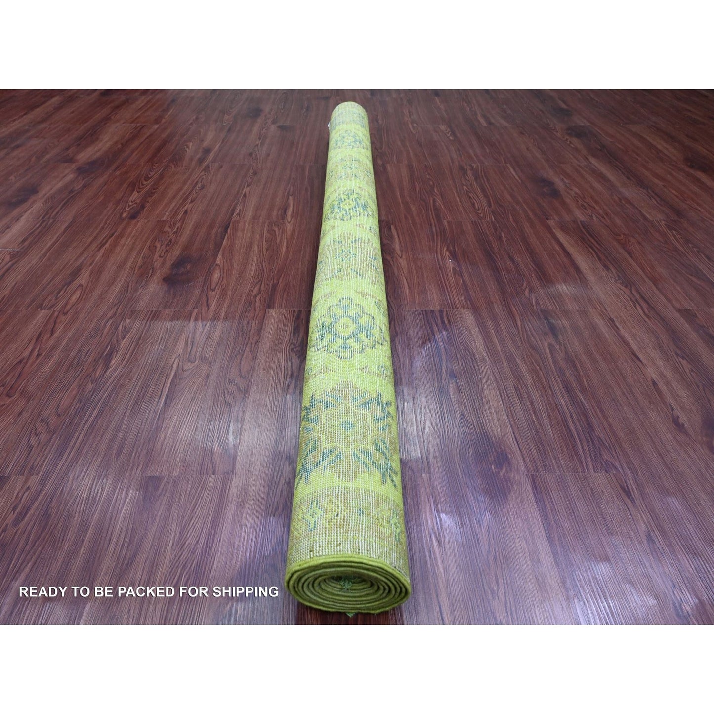 6'X8'2" Green Overdyed Kazak Geometric Design Hand Knotted Pure Wool Rug