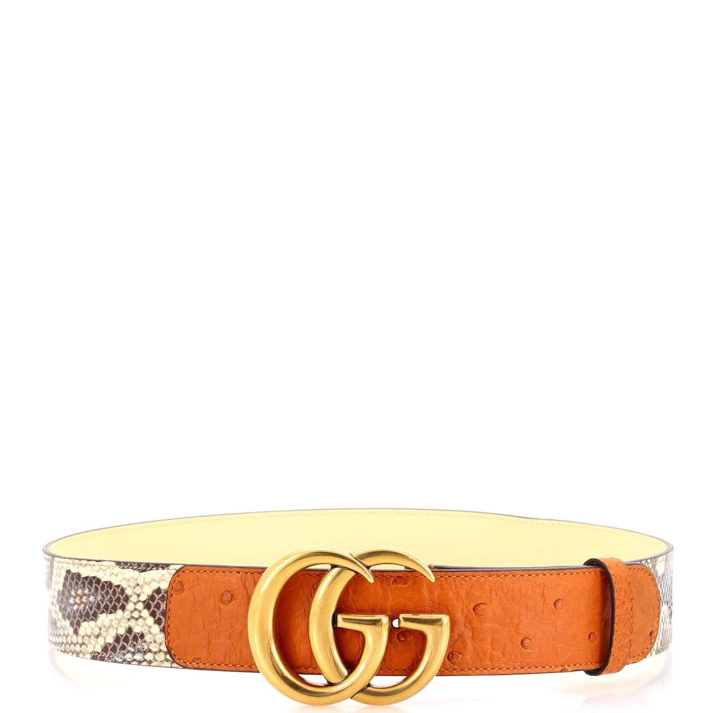Gucci Gg Marmont Belt Python With Ostrich Wide