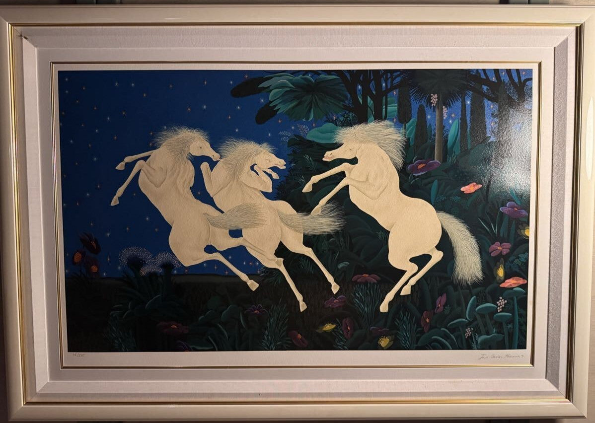 Jos Carlos Ramos "Trio Of Horses" Large Signed Lithograph 75/275 Framed Peru