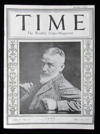 Time Magazine Vol Ii No 17 December 24, 1923 George Benard Shaw 183339