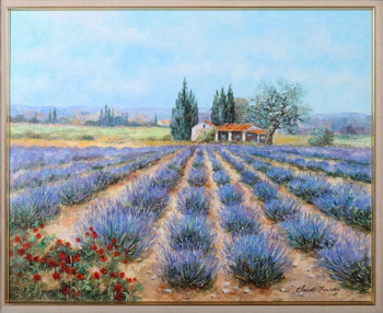 Claude Mourier France Signed Oil Painting Lavender Fields Of Haute Provence F12