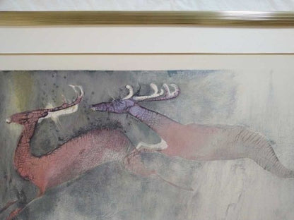 Edwin Salomon Signed Lithograph Two Deer Limited Edition Abstract Animal Art