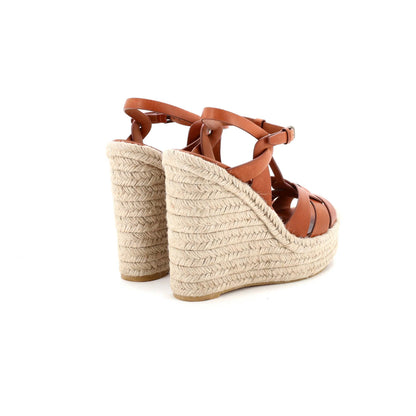 Saint Laurent Women'S Tribute Wedge Espadrille Sandals Leather