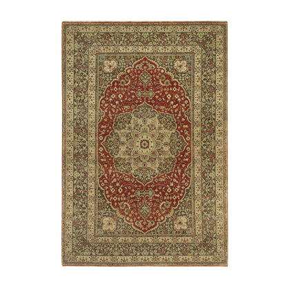 6'2"X9'1" Caliente Red Antiqued Haji Jalili Design Wool Hand Knotted Rug