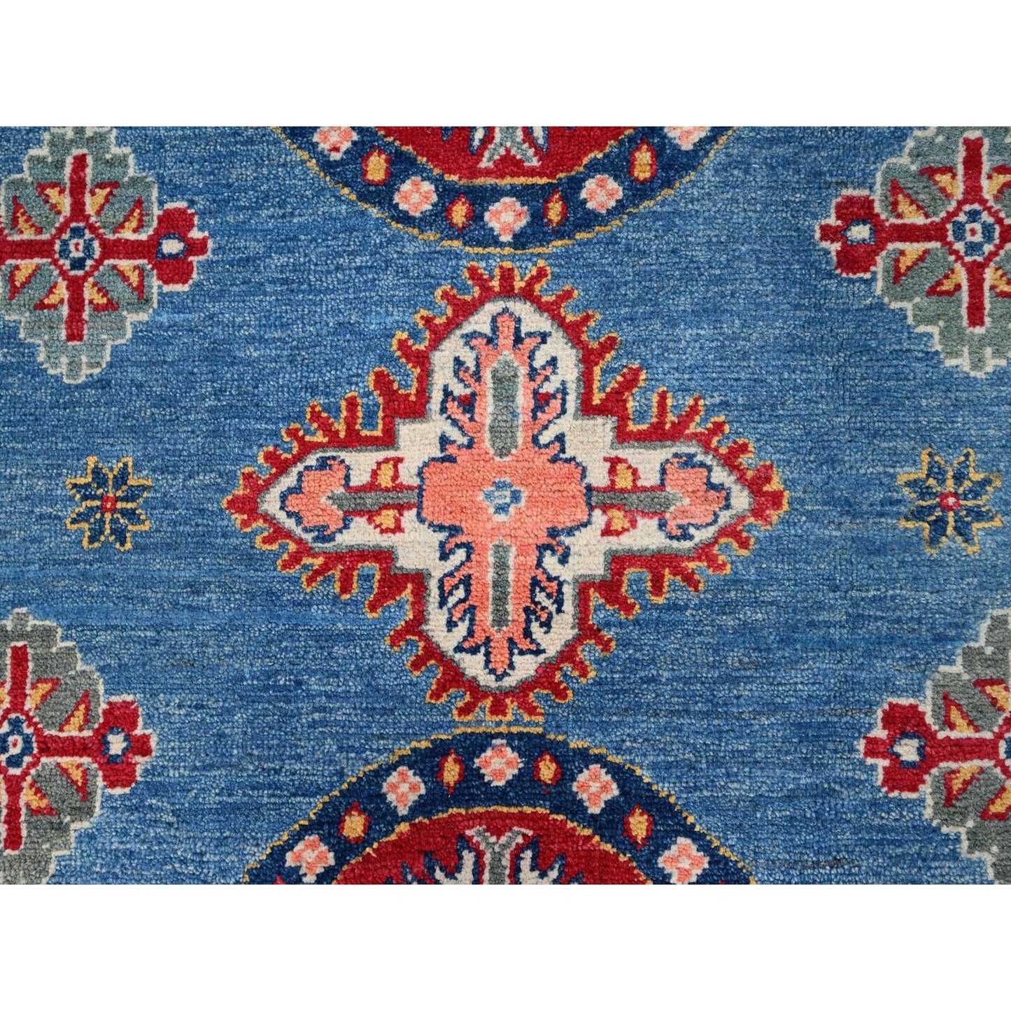 8'2"X10' Blue Hand Knotted Natural Dyes Wool Kazak Design Oriental Rug