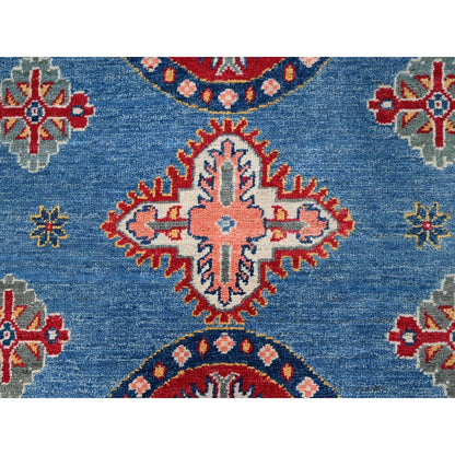 8'2"X10' Blue Hand Knotted Natural Dyes Wool Kazak Design Oriental Rug