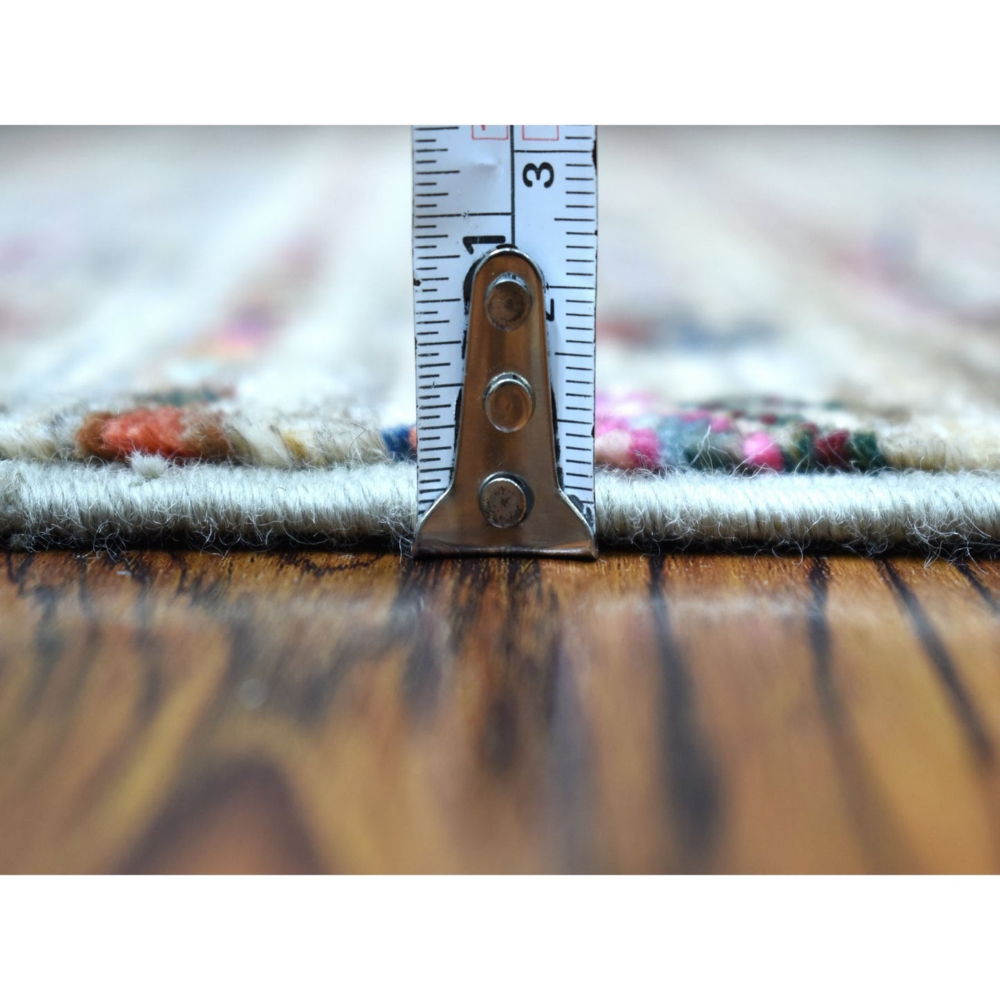 2'9"X7'10" Hand Knotted Beige Super Kazak Khorjin Design Wool Runner Rug