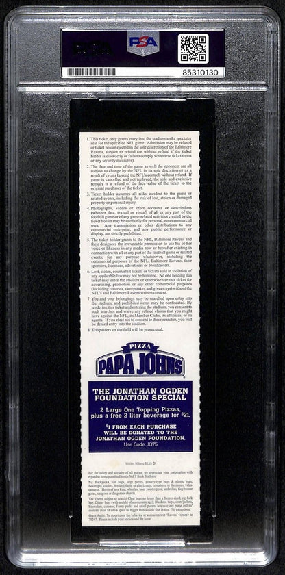 Justin Tucker Rookie Signed 2012 Full Ticket Ravens Vs. Bengals Psa/Dna 190602