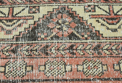 4X6'5 Distressed Antique Tribal Oriental Rug Muted Farmhouse Wool Carpet