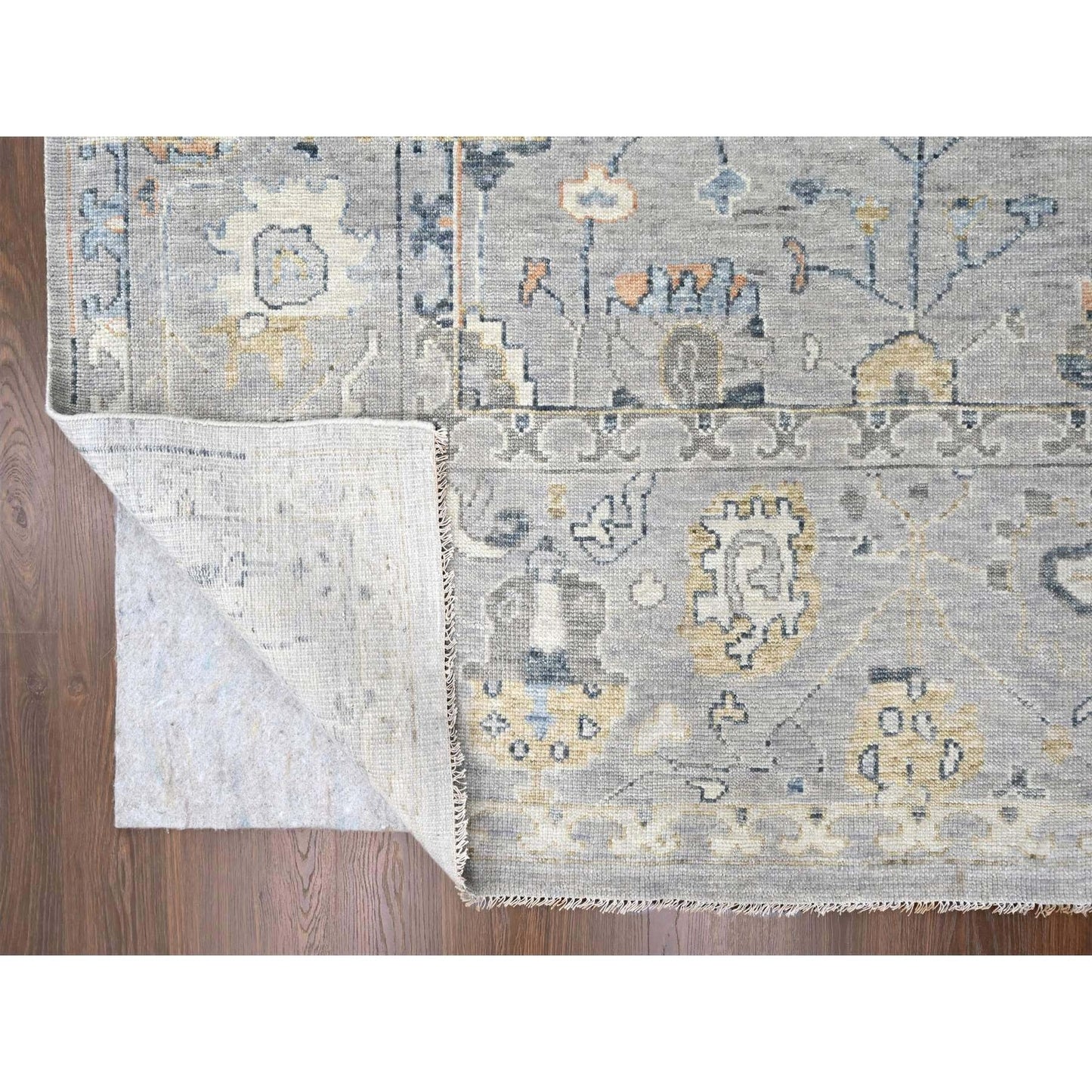 11'6"X15' Coin Gray Oushak Design Organic Wool Hand Knotted Oversized Rug