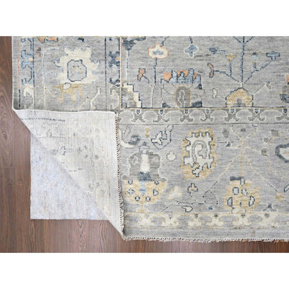 11'6"X15' Coin Gray Oushak Design Organic Wool Hand Knotted Oversized Rug