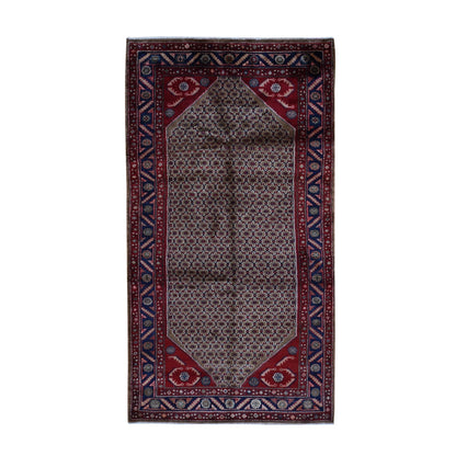 5'X9'6" Brown New Zoroastrian Serrib Pure Wool Hand Knotted Runner Rug
