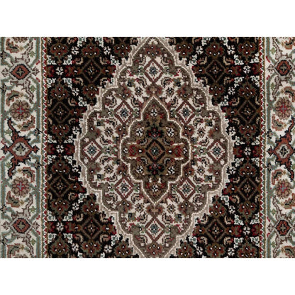 2'4"X4'9" Black Tebraz Mahi With Medallion Design Wool Rug Hand Knotted