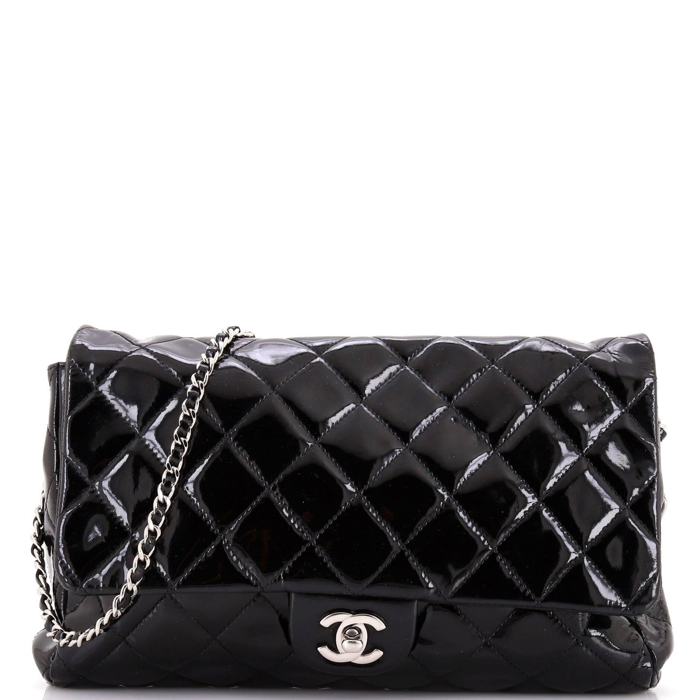Chanel Clutch With Chain Quilted Patent