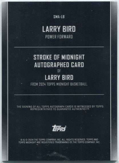 Larry Bird Autographed 2024 Topps Midnight Stroke Of Midnight