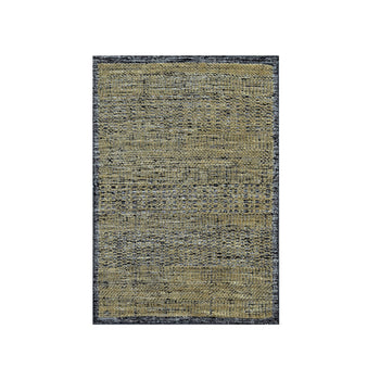2'X3' Black & Brown Oxidized Grass Design 100% Wool Hand Knotted Mat Rug