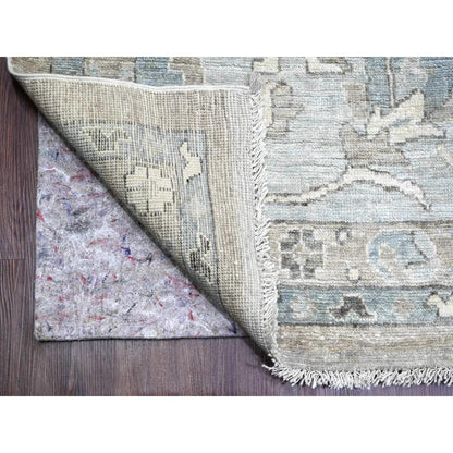14'2"X18'10" Gray Hand Knotted Angora Oushak Afghan Wool Oversized Rug