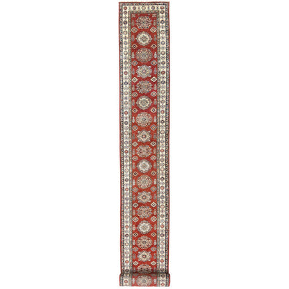 2'8"X39'1" Rich Red Afghan Super Kazak Wool Hand Knotted Xl Runner Rug