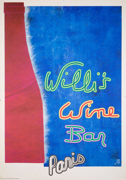 Willis Wine Bar Poster Mister King 1996 Serigraph Paris On Thick Paper