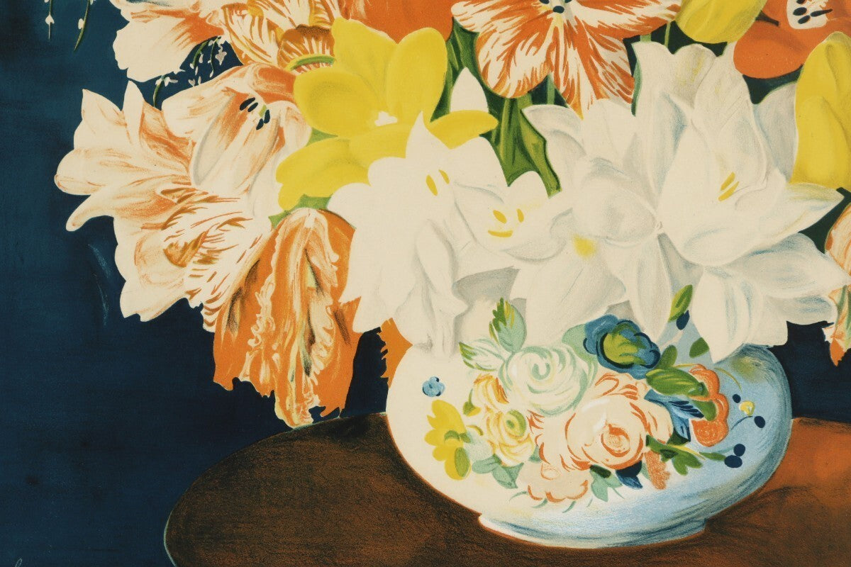 Mois Kisling Large Bouquet Of Tulips 1952 Lithograph Signed Jean Kisling Ed50