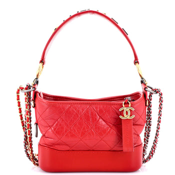 Chanel Gabrielle Hobo With Logo Handle Quilted Aged Calfskin Small