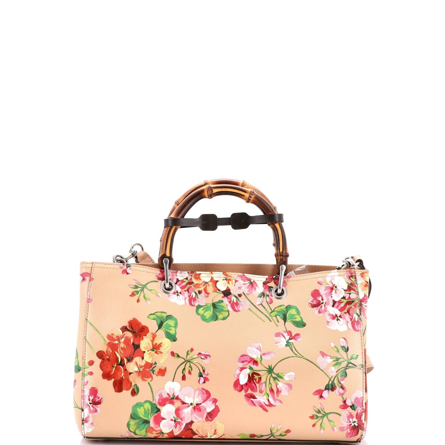 Gucci Bamboo Shopper Tote Blooms Print Leather Medium