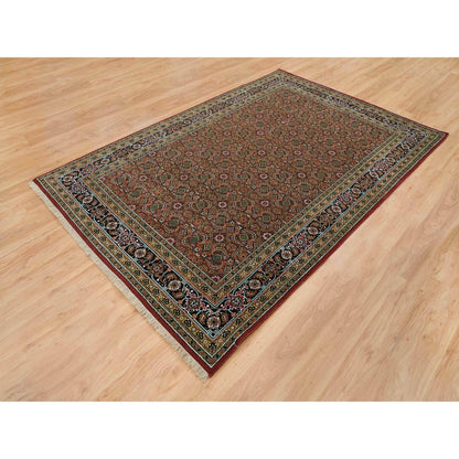 6'1"X9' Red Herrita Design Wool/Silk 175 Kpsi Hand Knotted Rug