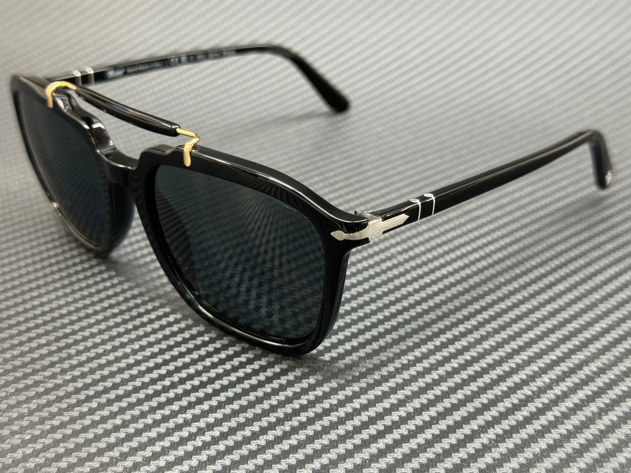 PERSOL PO0203S 95 3R Black Blue Polarized Unisex 55 mm Sunglasses
