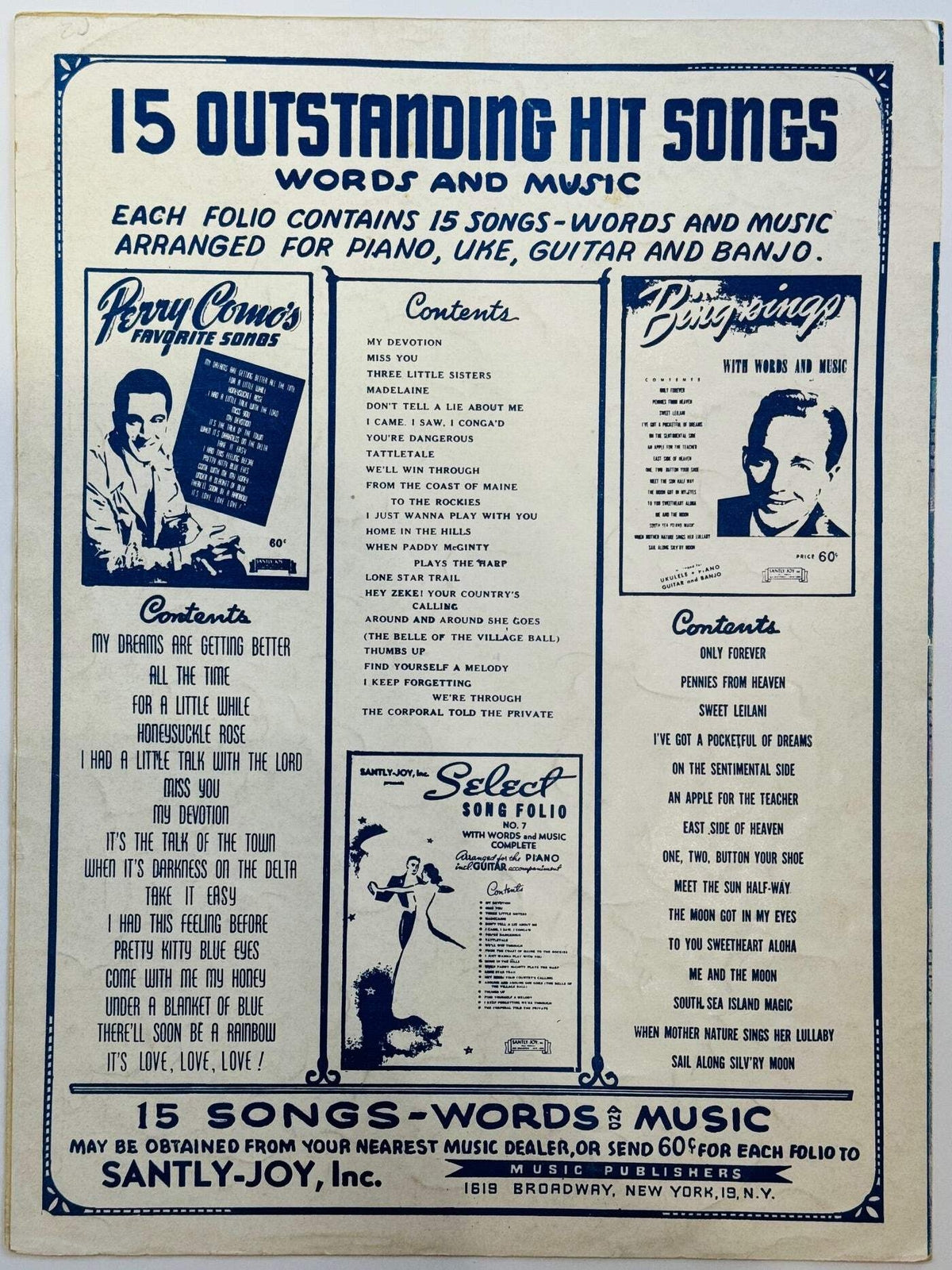 Perry Como Surrender Autographed Sheet Music (Jsa)