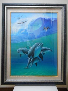 Charles Lynn Bragg - Dolphin Unique Original Acrylic Painting Signed Well Framed