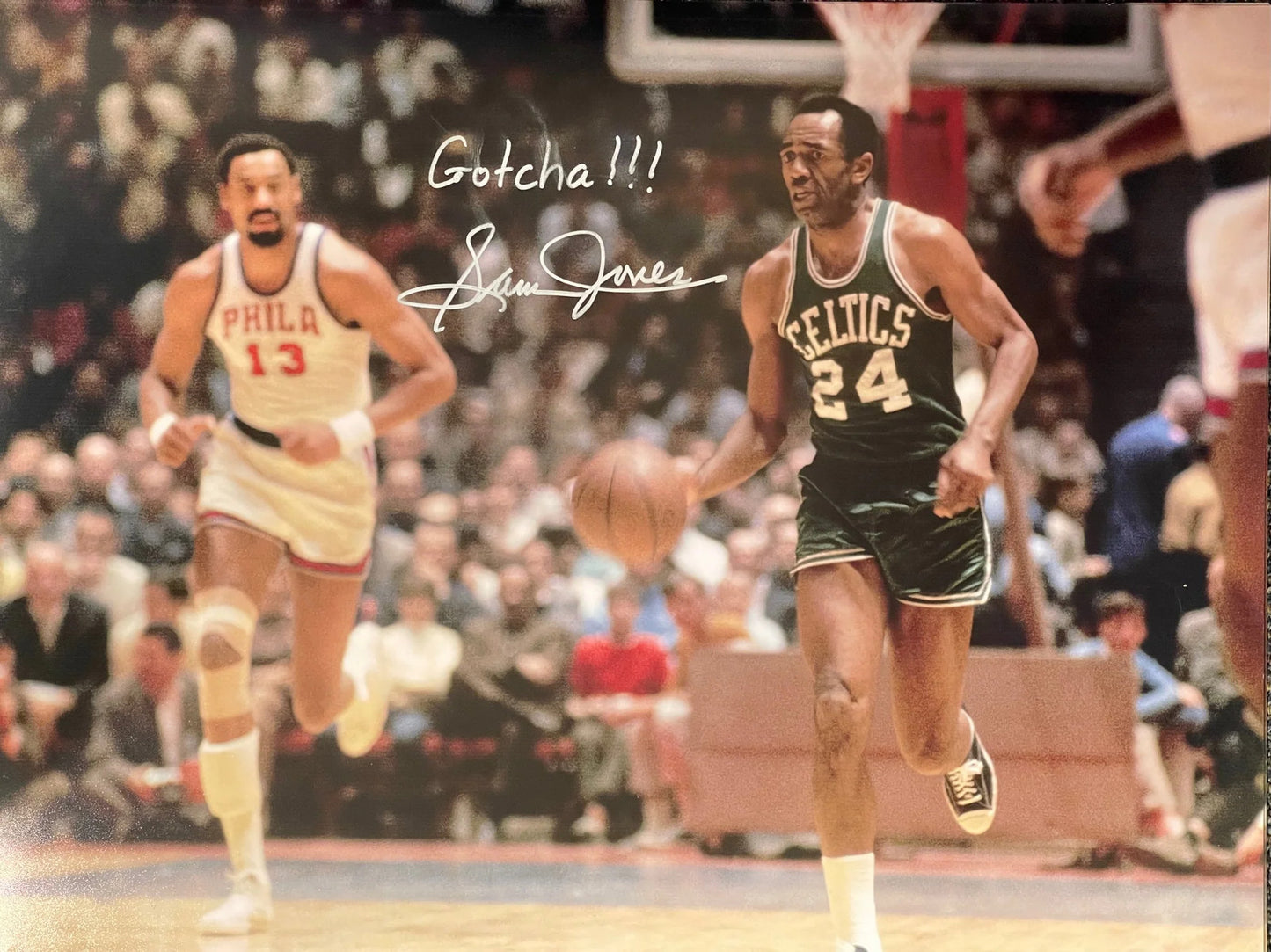 Sam Jones Autographed 16X20 Basketball Photo