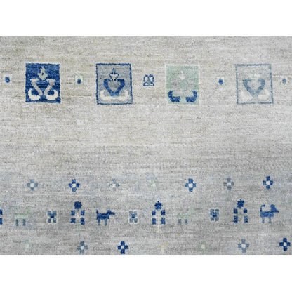 8'3"X9'7" White Fine Kashkuli Animal Figurines Soft Wool Hand Knotted Rug