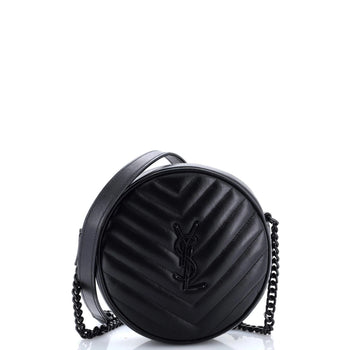 Saint Laurent Vinyle Round Camera Bag Matelasse Chevron Leather