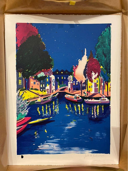 Jules De Balincourt (French) Original Lithograph Print Signed Numbered Boat