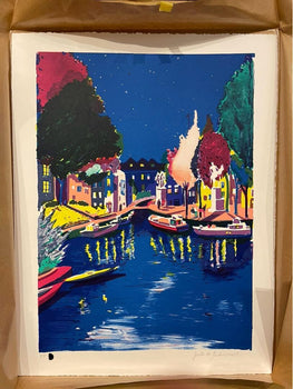 Jules De Balincourt (French) Original Lithograph Print Signed Numbered Boat