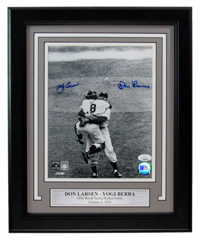 Don Larsen/Yogi Berra Dual-Signed 8X10 1956 Ws Photo Perfect Game Jsa Framed 127