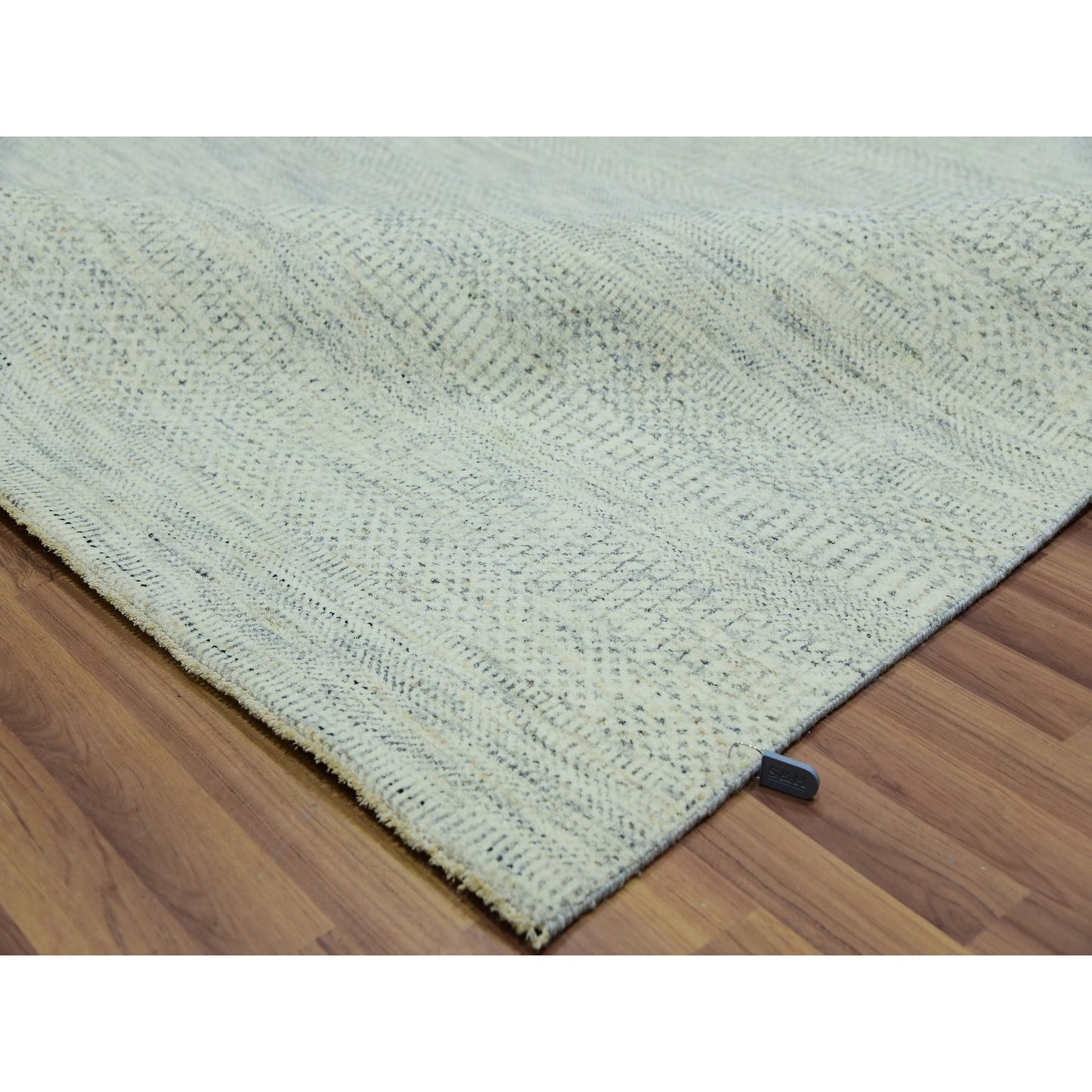 8'1"X9'10" Ivory Modern Grass Hand Knotted Sustainable Textile Wool Rug