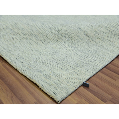 8'1"X9'10" Ivory Modern Grass Hand Knotted Sustainable Textile Wool Rug