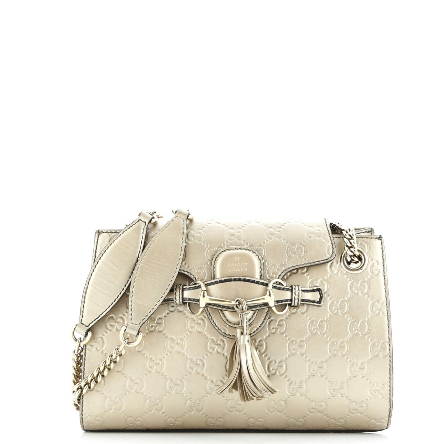Gucci Emily Chain Flap Shoulder Bag Guccissima Leather Small