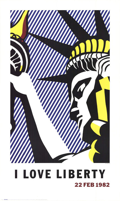 Roy Lichtenstein I Love Liberty " Poster Pop Art Yellow Black