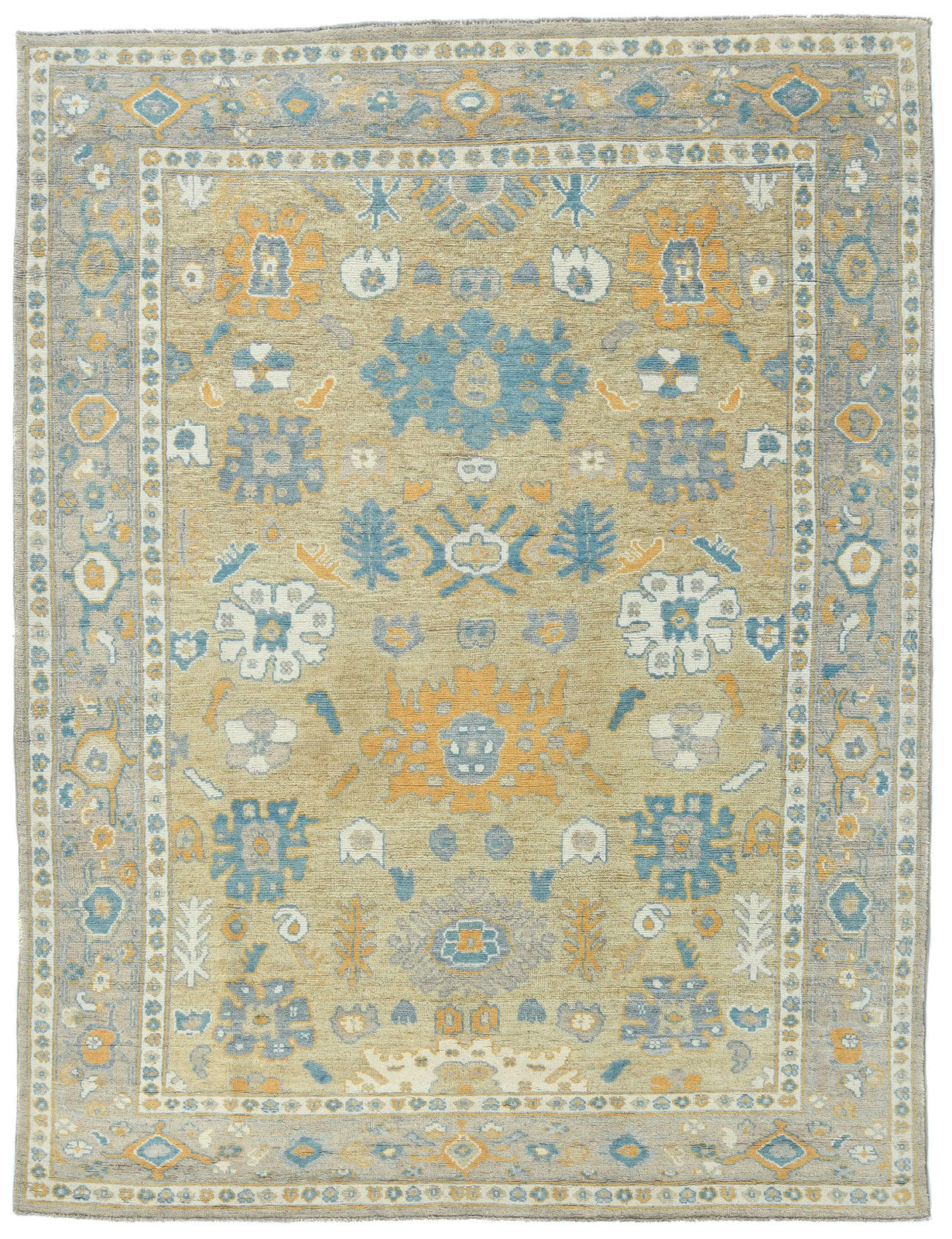 Oushak Pakistan Oriental Rug Muted Colors Floral