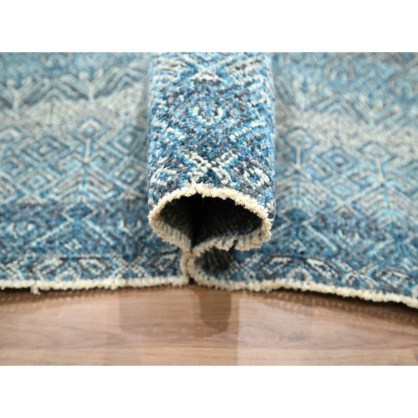 8'3"X10'1" Blue Kohinoor Herat All Over Design Hand Knotted Soft Wool Rug