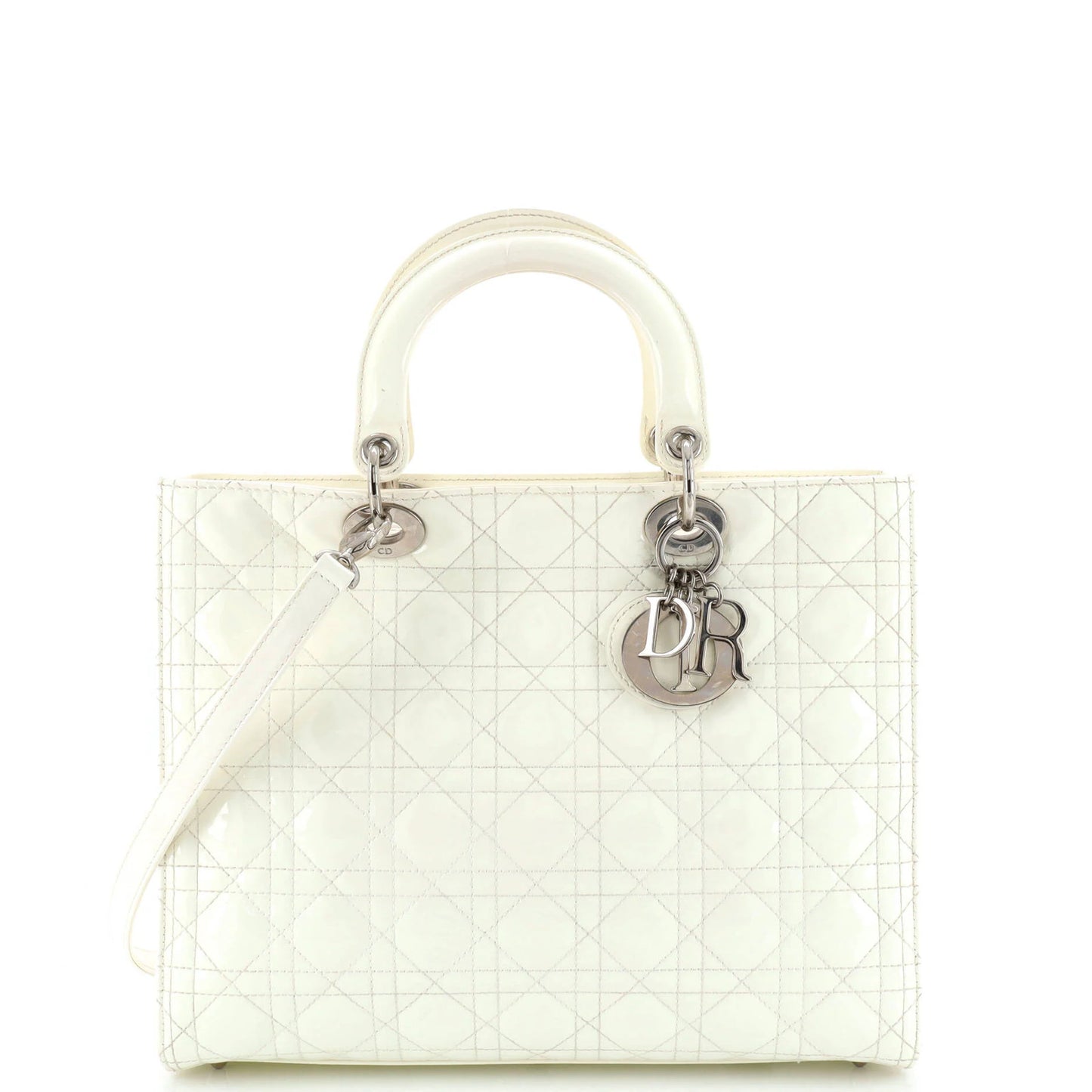 Christian Dior Lady Dior Bag Cannage Quilt Patent Large