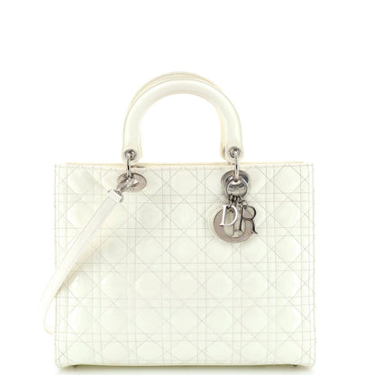 Christian Dior Lady Dior Bag Cannage Quilt Patent Large