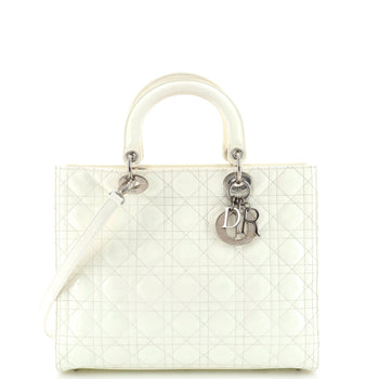 Christian Dior Lady Dior Bag Cannage Quilt Patent Large